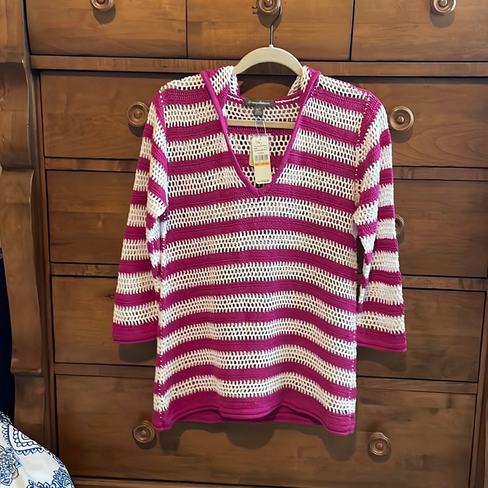 Tommy Bahama crochet hoodie sweater